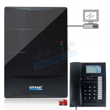 kit centralino telefonico 32 interni e 4 linee completo di 8 telefoni professionali tipo panasonic