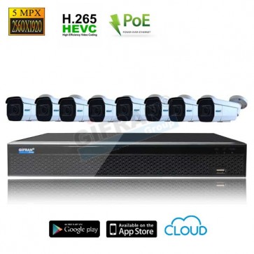 Kit videosorveglianza 8 telecamere POE 5 mpx