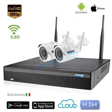 kit videosorveglianza wireless senza fili 2 telecamere 1080P