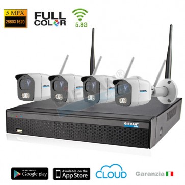 kit videosorveglianza wireless senza fili 4 telecamere 5 Mega pixel