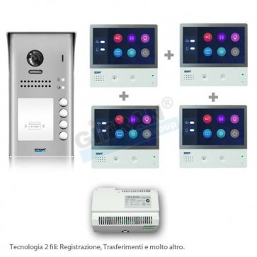 Videocitofono 4 appartamenti - kit videocitofono quadrifamiliare