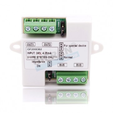 Videocitofono 2 fili distributore 2 uscite linea BUS per collegamento monitor o pulsantiere esterne in cascata.