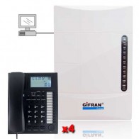Kit Centralino telefonico analogico 3/8 + 4 Telefoni Professionali