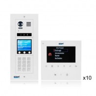 Kit videocitofono per condomini 2 fili con pulsantiera ad incasso e 10 monitor - Videocitofono condominiale
