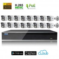 Kit Videosorveglianza IP POE 16 Telecamere bullet CMOS Starvis 5 MPX grandangolo completo di disco 1000 GB