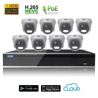 Kit Videosorveglianza IP POE 8 Telecamere DOME CMOS Starvis 5 MPX grandangolo completo di disco 1000 GB