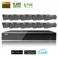 Kit Videosorveglianza IP POE 16 Telecamere Starvis 5MPX Sony focale motorizzata 2,8 - 13,5 mm disco 1000 GB