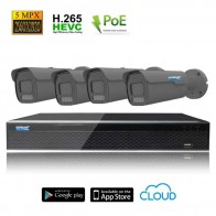 Kit Videosorveglianza IP POE 4 Telecamere Starvis 5MPX Sony focale motorizzata 2,8 - 13,5 mm disco 1000 GB