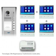 Kit videocitofono quadrifamiliare con pulsantiera e monitor WIFI 7 pollici Touch screen