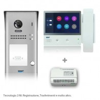 Kit videocitofono monofamiliare con pulsantiera e monitor 7 pollici touch screen con cornetta