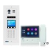 Kit videocitofono per condomini con pulsantiera ad incasso e 10 monitor 7 pollici touch screen con cornetta