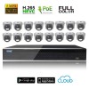 Kit Videosorveglianza IP POE 16 Telecamere DOME Full Color CMOS Starvis 5 MPX grandangolo completo di disco 1000 GB