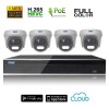 Kit Videosorveglianza IP POE 4 Telecamere DOME Full Color CMOS Starvis 5 MPX grandangolo completo di disco 1000 GB