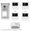 kit videocitofono 4 appartamenti con pulsantiera e 4 monitor collegamento 2 fili